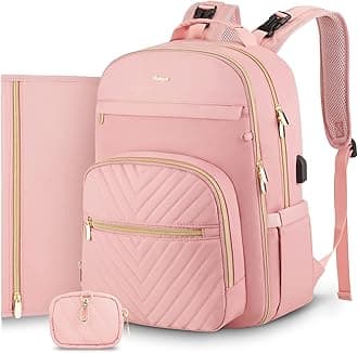 MOMUVO Diaper Bag Backpack, Quilted Baby Bag with Changing Pad & Stroller Straps & Pacifier Case, Large Travel Diaper Bags