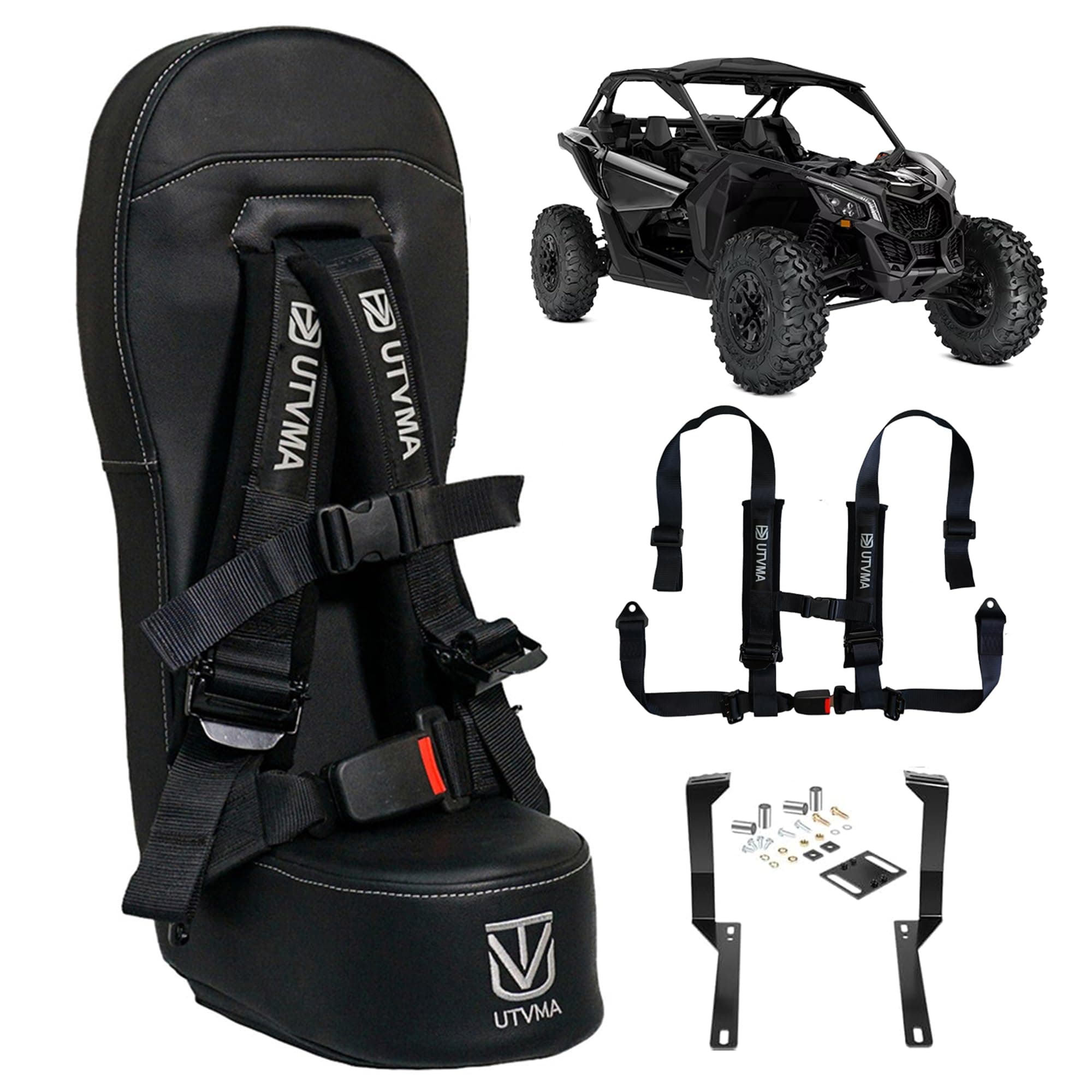 UTVMA Bump Seat Compatible With Can Am X3 - Easy Install | UTV Jump Seat | Bump Seat for Kids - Harness & All Mounting Hardware Included, Front or Rear Use | All Models of X3 | (2017-2025)