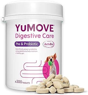 YuMOVE Digestive Care, Dog Pre and Probiotics Supplement for Gut Health and Digestive Support, All Ages and Breeds with Sensitive Digestion, 300 Tablets