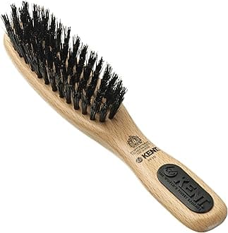 Kent Brushes PF10 Small Handbag Mini Hair Brush - Pure Bristle Smoothing Brush for Fine to Medium Hair, Beechwood Travel Hair Brush with Soft Gloss-Boosting Bristles