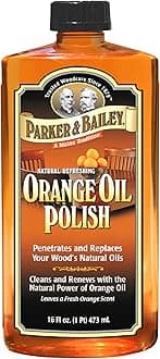 Parker & Bailey Orange Oil Polish, Natural Orange Scented Furniture Cleaner & Wood Table Cleaner, Cleans, Renews & Restores a Finish for Wood, Protects from Drying or Cracking, Shiny Finish, 16 oz