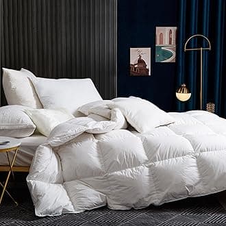 Double Duvet 9 Tog｜Luxury Goose Feathers Down Duvet｜100% Cotton Cover & Down Proof Fabric｜Hotel Quality Double Quilt with 8 Corner Tabs｜All Season & Machine Washable