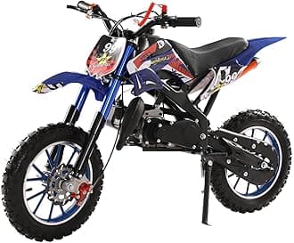 cdar 49CC 2-Stroke Kid Dirt Bike,Children Motorcycle Gas Powered Off-Road Vehicles Pocket Motorbike with Front Rear Disc Brakes Birthday Gifts for Kids Boys Girls 8-14 (Blue)