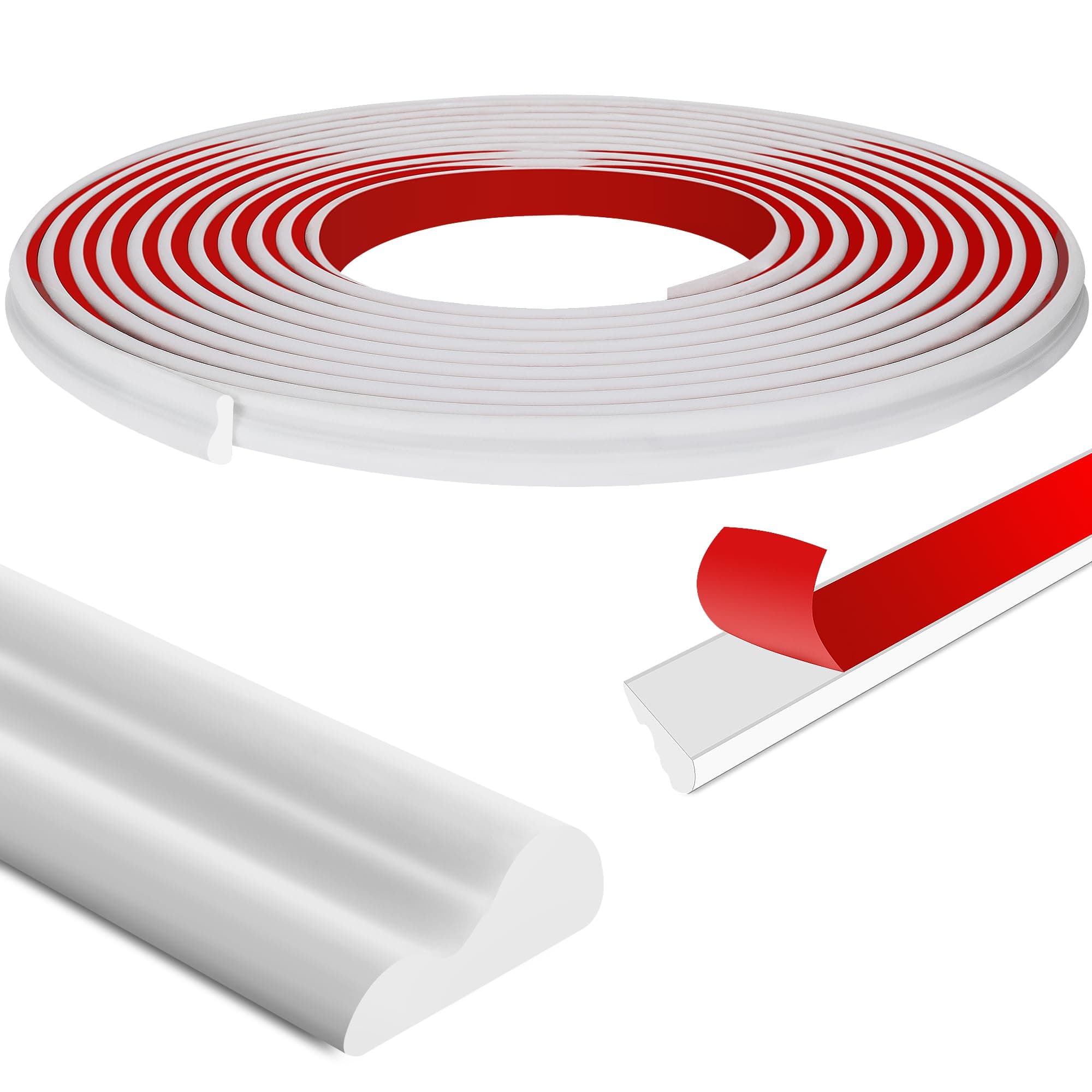 moonoom 20 Ft x 0.9''Wall Decoration Molding Trim,Self-Adhesive 3D Chair Rail Panel Molding, Flexible DIY Wall Trim for Wall Mirror Window Frame and Home Decoration