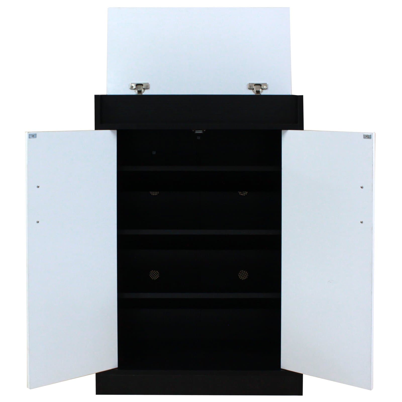 Absolute Deal Limited Black White or Beech White Shoe Storage Cabinet Rack Cupboard - 4 Shelves + 1 Open Top (Black)