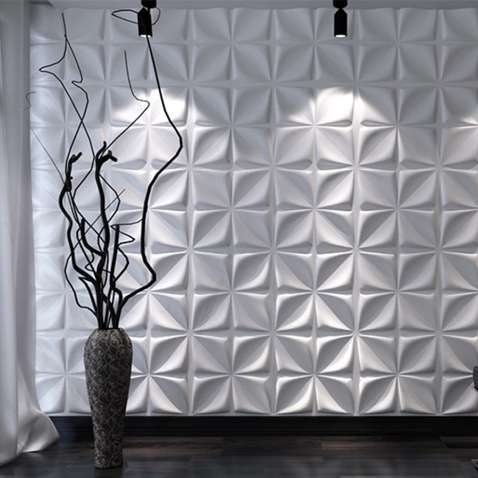 White 3D Wall Panel PVC Flower Design Cover 3 Sq Meter, for Interior Wall Decor in Living Room, Bedroom, Lobby, Office, Shopping Mall