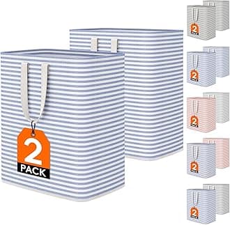 100L Freestanding Laundry Hamper, Collapsible Waterproof Large Laundry Basket with Easy Carry Extended Handles for Clothes, Towels, Toys, Blue, 2 Packs