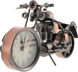 DECHOUS Wrought Iron Motorcycle Ornaments - Vintage Desk Clock Decor for Home Kitchen and Office - Ideal Gift for Motorcycle Lovers
