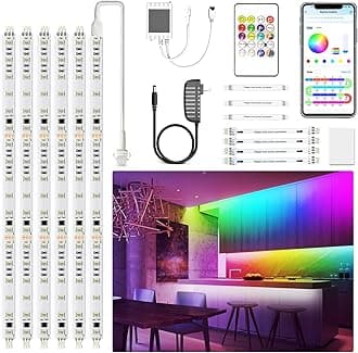 DAYBETTER Under Cabinet Lighting, 20ft RGBWIC Under Cabinet Lights, 360 LEDs (60 LEDs per 3.2ft/1M), Smart RGB+White(6500K) 4 Color in 1 High Density LED Lights with Built-in IC Chips, 6 PCS