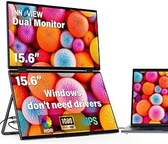 InnoView Laptop Screen Extender 15.6" Dual Portable Monitors 1080P FHD Stacked Folding Triple Monitor HDMI USB-C Portable Dual Monitor for Laptop Windows Mac (No Driver Needed)