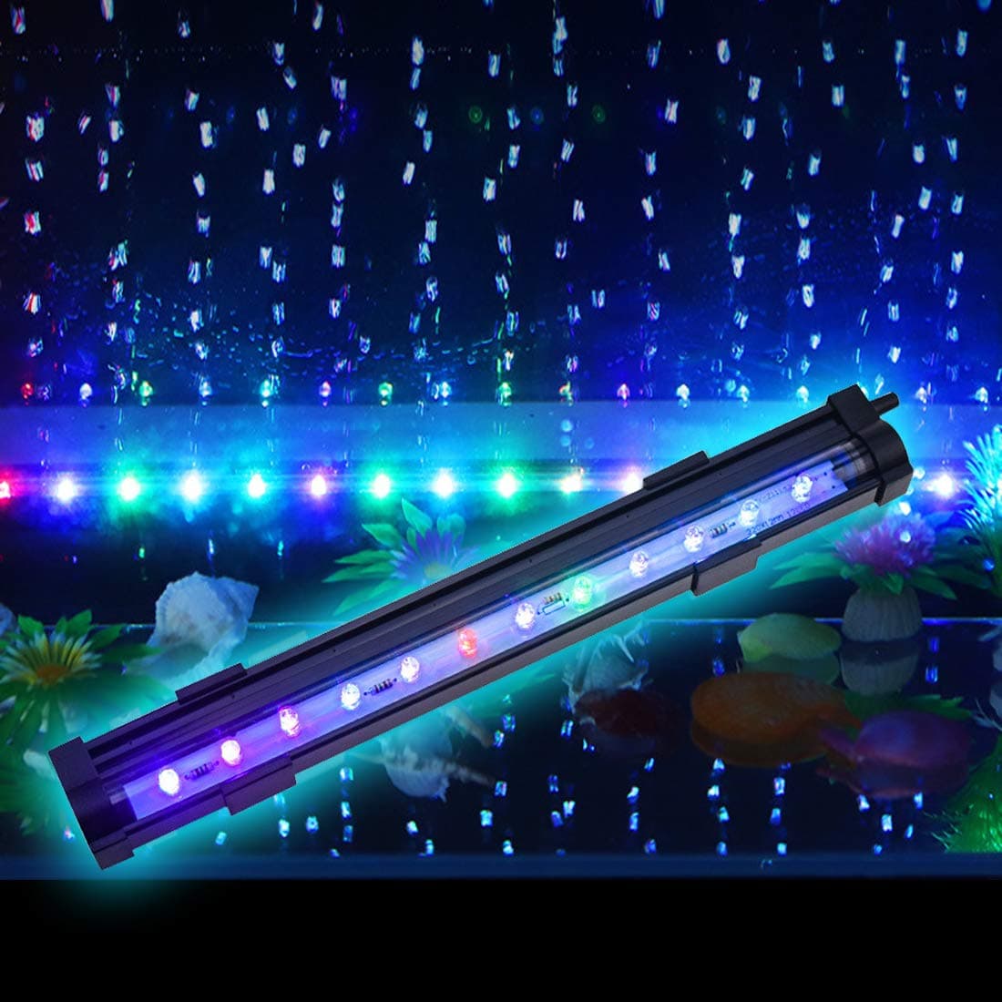 2W Aquarium Fish Tank Air Stone with Automatic Color Changing LED Light (Length -10" for Small Fish Tank) for Aquarium Air Pump