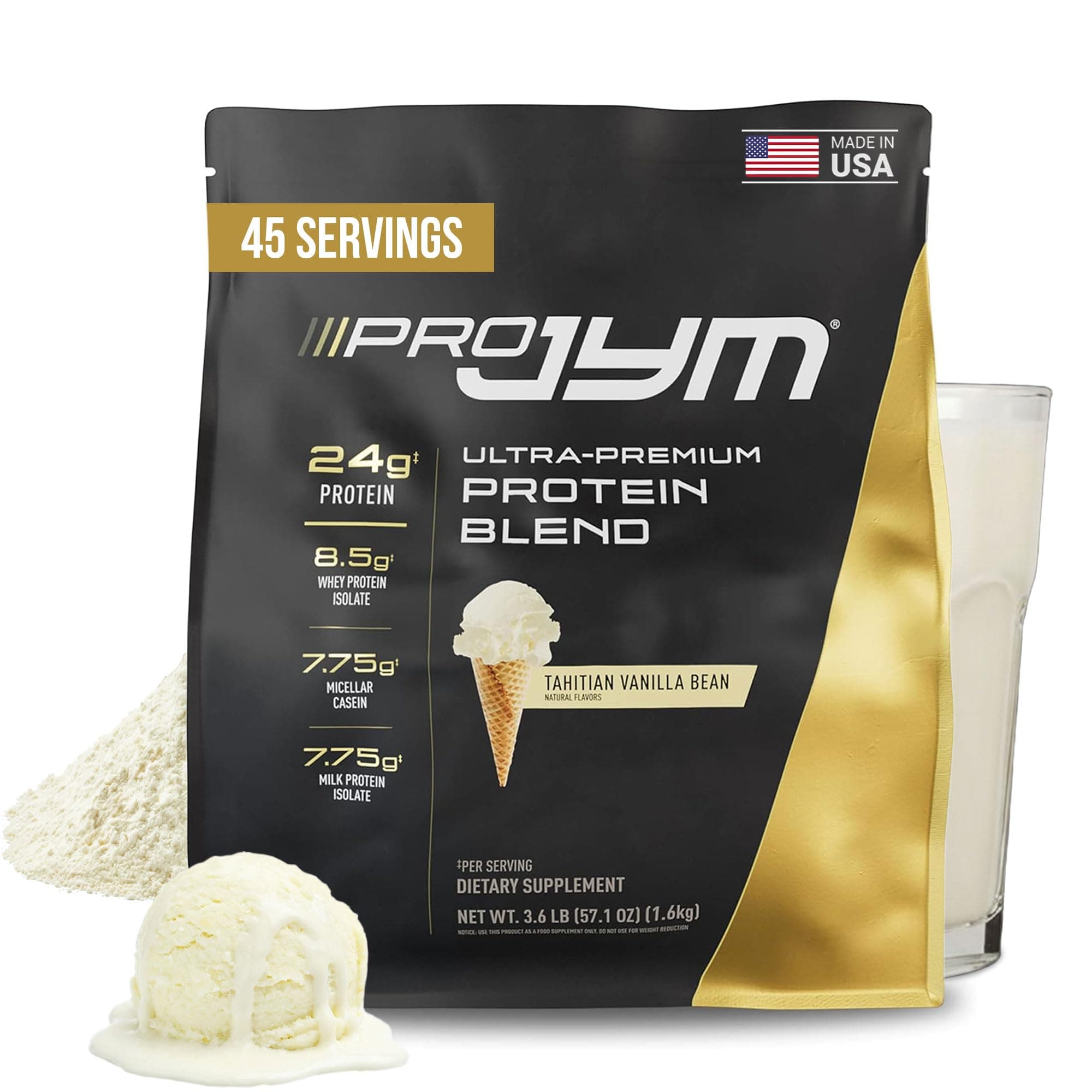 Pro JYM Tahitian Vanilla Protein Powder - Whey Protein Isolates, Casein, & Milk Protein, Lean Muscle Building for Men & Women, JYM Supplement Science, 45 Servings