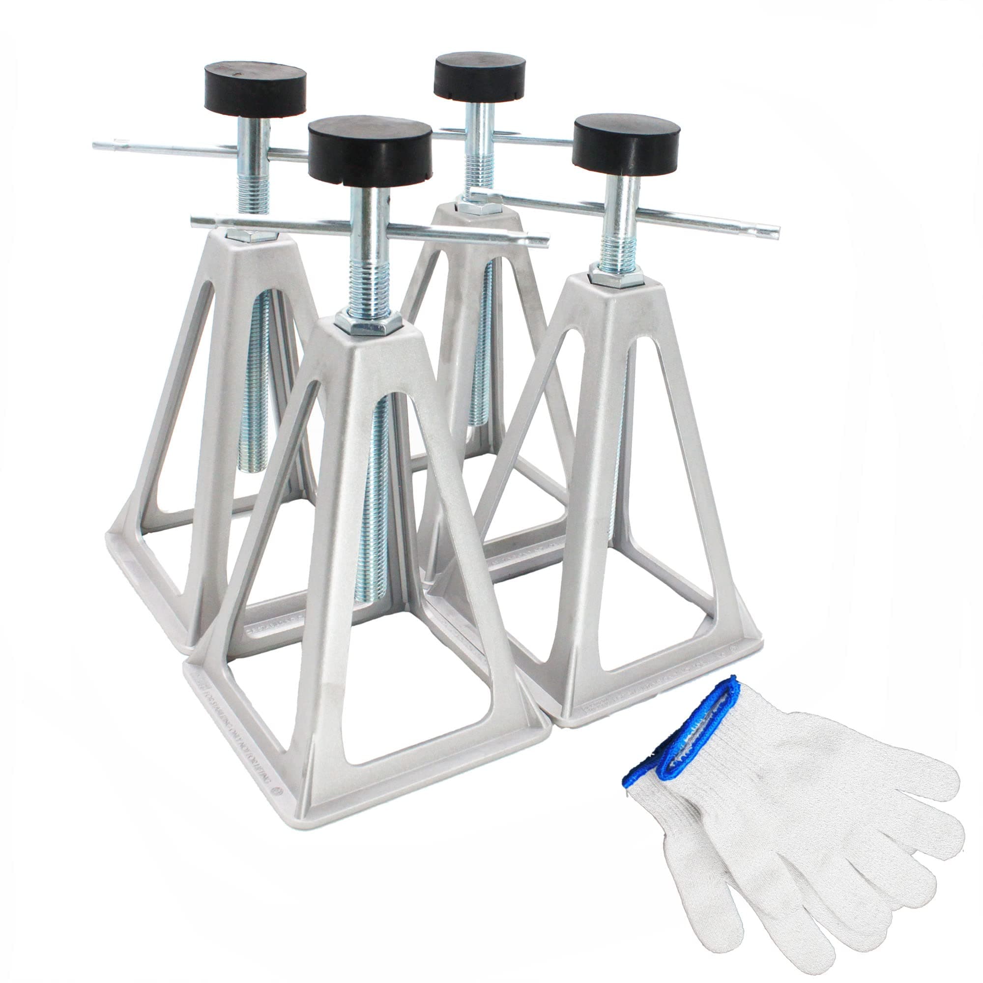 X-Haibei RV Stabilizers Jacks for Trailer Camper 4 Pack Aluminum Stack Jack Stands 6000 Pounds Supports with Cushion Rubbers Adjustable from 11" to 17"