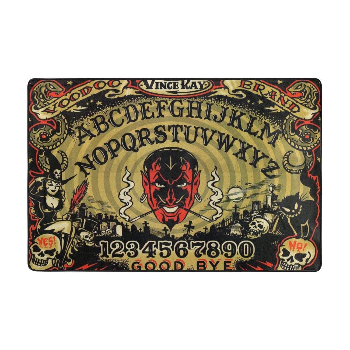 FONDSILVER Augury Witch Devil Ouija Board Area Rug Blanket Collection Anti-Skid Backing Large Living Room Rugs Dining Room Carpet For Bedroom Playing Room Indoor Decoration Floor Mat 36"x24"