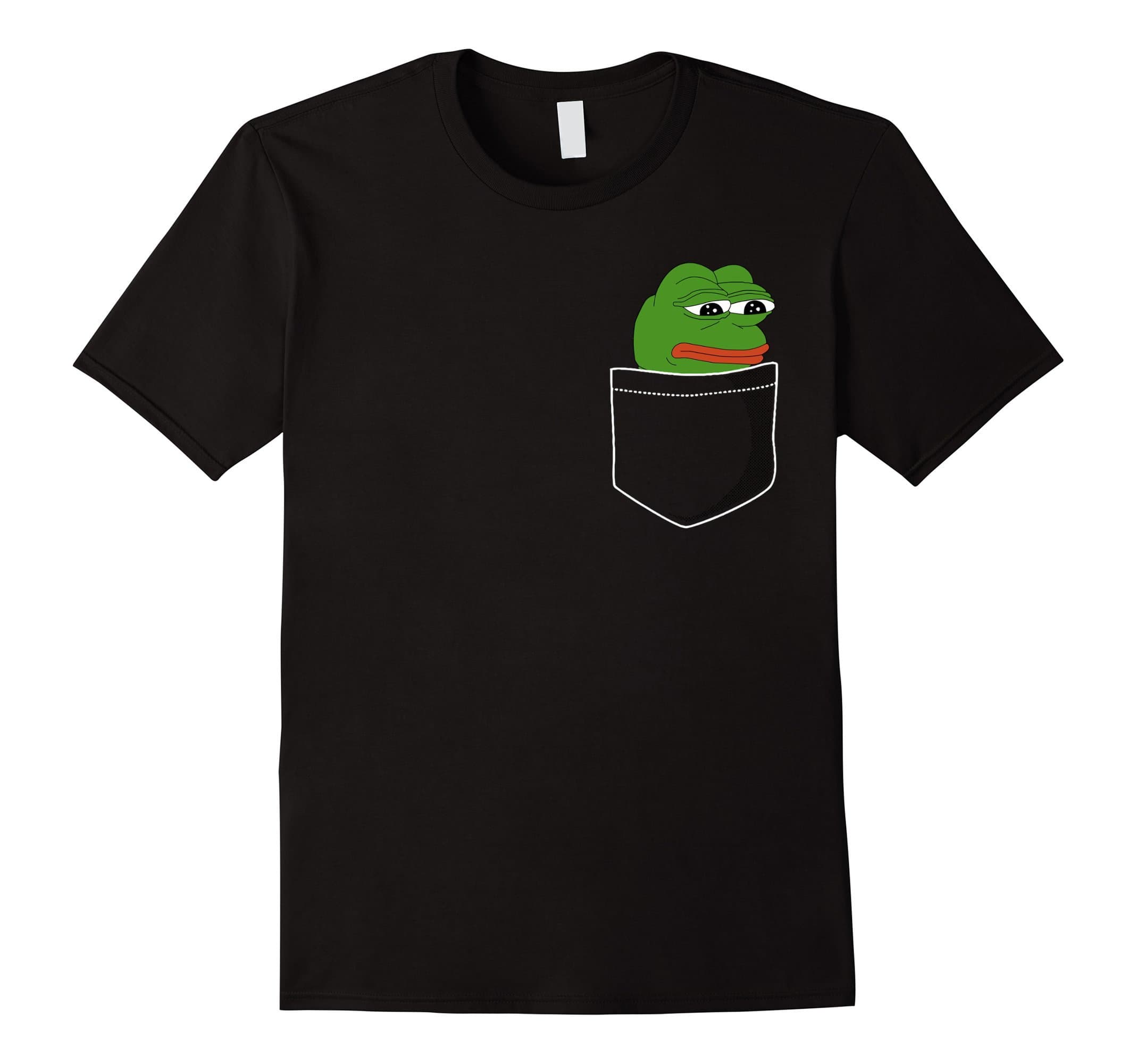 Men's Sad Pocket Pepe Dank Meme T-Shirt Medium Black