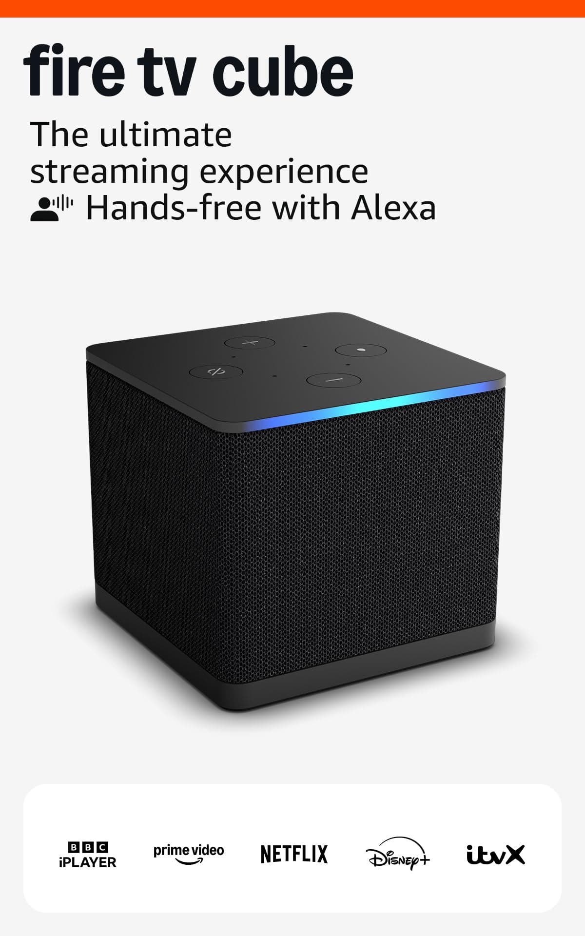 Amazon Fire TV Cube (Newest gen) | Hands-free streaming media player with Alexa, Wi-Fi 6E, 4K Ultra HD