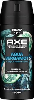 AXE Fine Fragrance Premium Deodorant Body Spray, Aqua Bergamot, Sage and Juniper Scent, 72H Fresh, Aluminium Free, 150ml