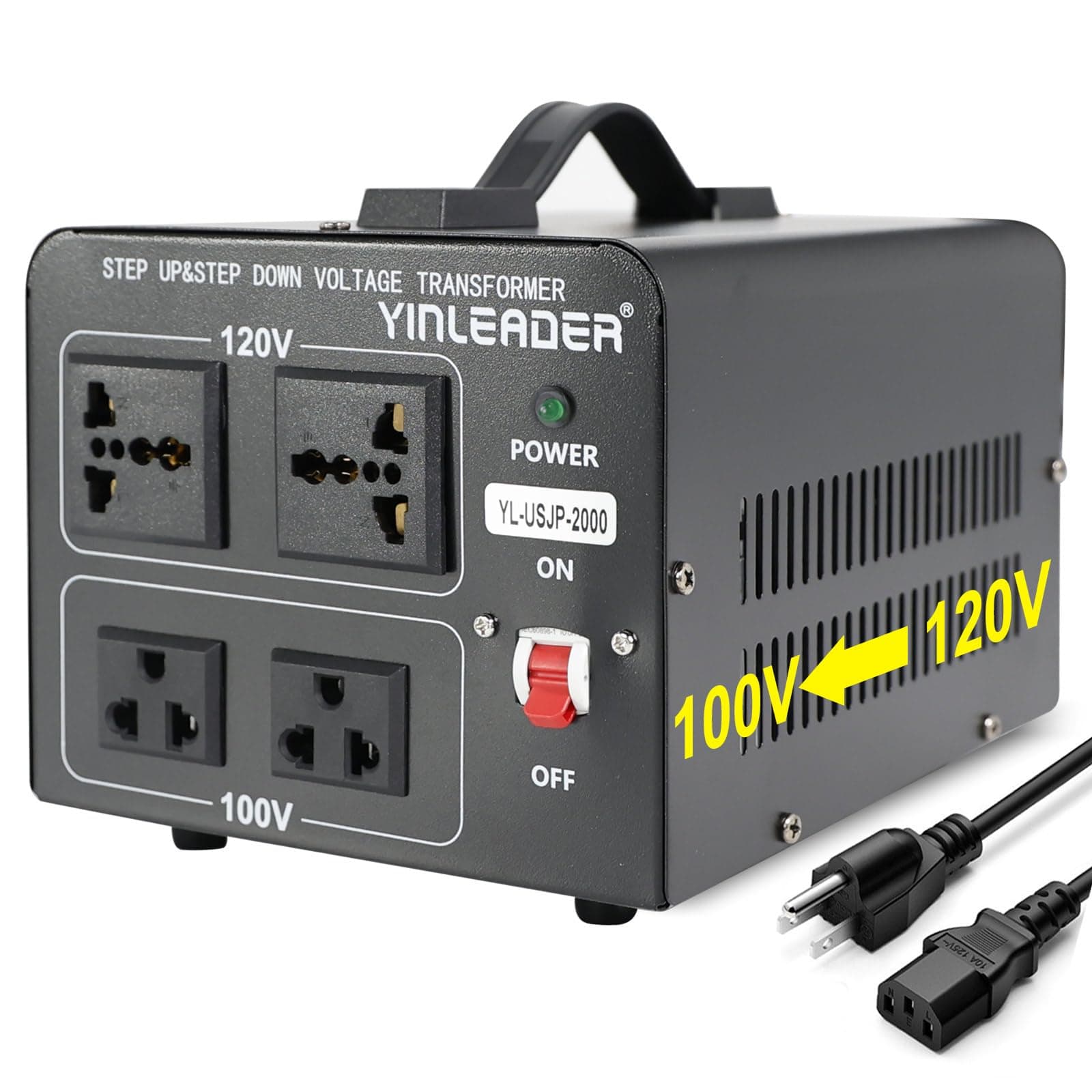 2000W Convert 120V to 100V or 100V to 120V Step Up/Down Voltage Transformer Perfect for Japanese High-Power Devices in US