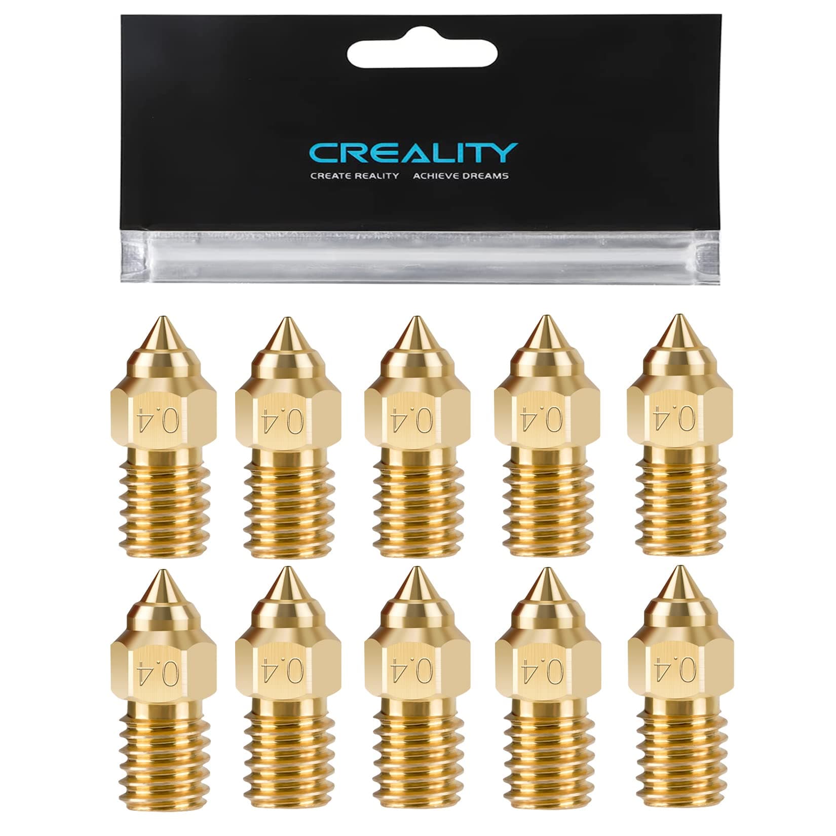 10PCS Brass 0.4mm Nozzles for Ender 3 V3 SE, Ender 5 S1, 3D Printer Parts High Speed M6 0.4mm Nozzles Kit for Ender 3 V3 SE, Ender 5 S1, Ender 7, Spider 1.0 Hotend