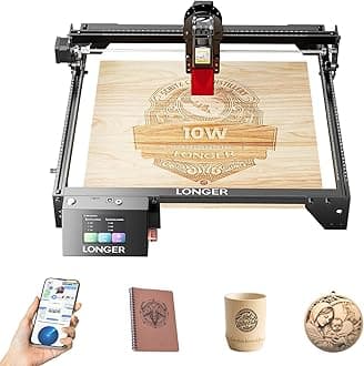 Longer RAY5 New Upgrade Laser Engraver, Laser Cutter 10W Output Power, Engraving Speed Up to 24,000 mm/min, 3.5” Color Touch Screen, App Offline Control, DIY Engraver Tool for Metal/Glass/Wood