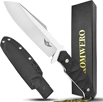 KOMWERO Outdoor Survival Camping Knife for Men, Fixed Blade Knife with Kydex Sheath, 440C Steel Blade, G10 Handle, Full Tang Hunting Bushcraft Knife for Fishing Hiking Hunter