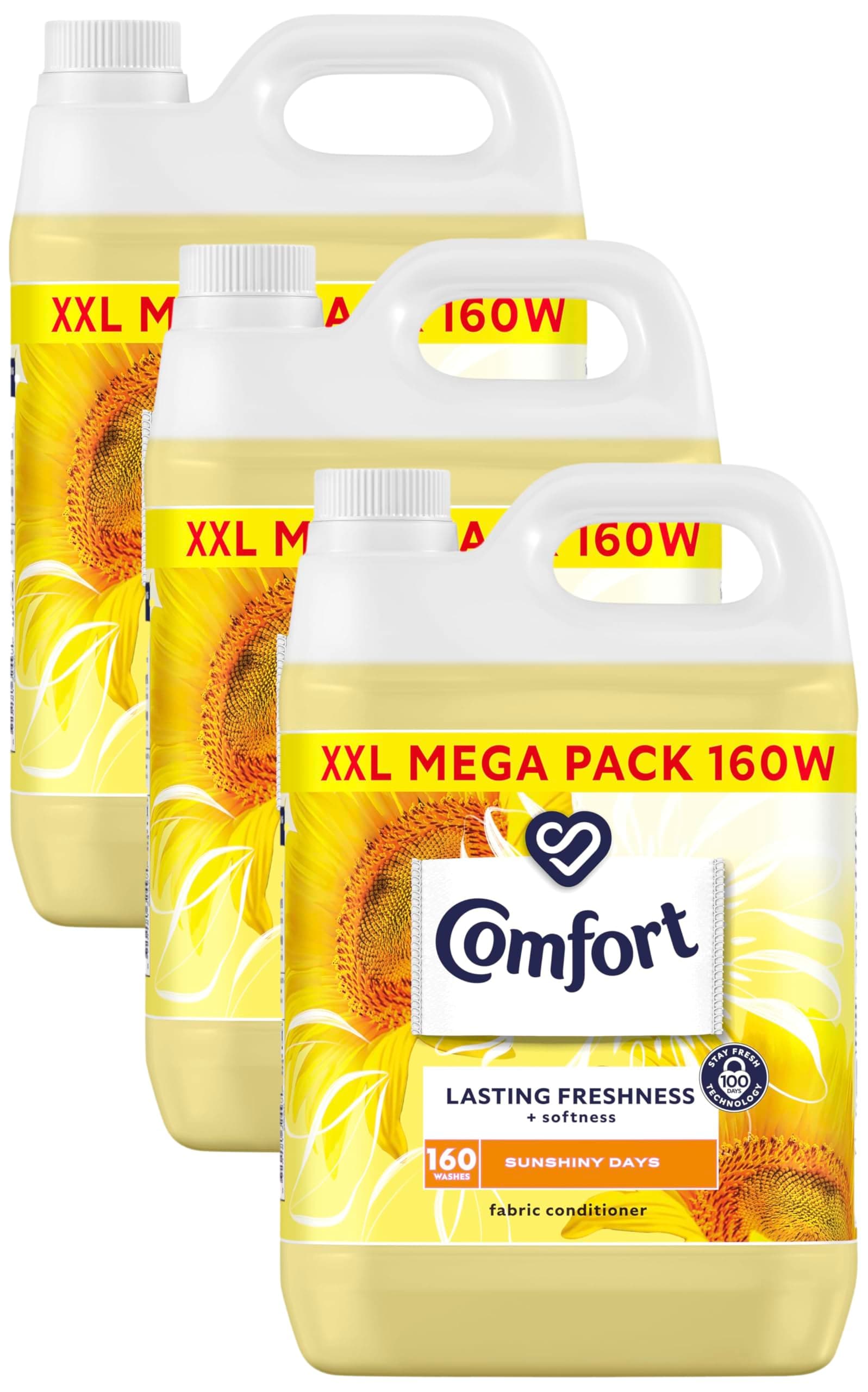 Sunshiny Days Fabric Conditioner with Stay Fresh technology for 100 days of freshness + fragrance* 4.8 L (160 washes) (Pack of 3)