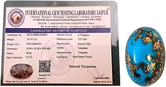 - IGL Natural Firoza Double Polished Feroza/Turquoise Certified Gemstones - Attracts Prosperity & Financial Opportunities | For Ring and Pendants - for Men & Women - 50.73 Carats