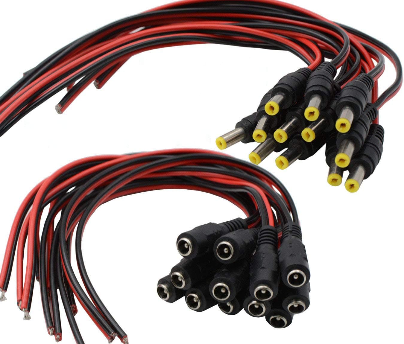 DC Power Pigtail Cable Connection 24Pack 20AWG 12V 5A Male & Female Connectors for Home Security Surveillance Camera Power Adapter and Party Lighting Power Connection