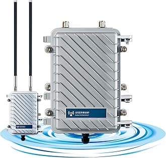 KuWFiOutdoor WiFi Extender Signal Booster, High Performance 2.4G 300Mbps Waterproof Outdoor Base Station with 2 Antennas for School 、Park or outdoorbuilding ，Support Starlink Router