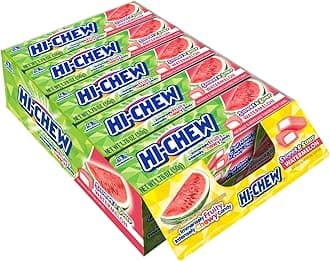 HI-CHEW Watermelon - Box of 15 Sticks, 1.76oz ea | Unique Fun Soft & Chewy Taffy Candy | Immensely Juicy Fruit Flavors