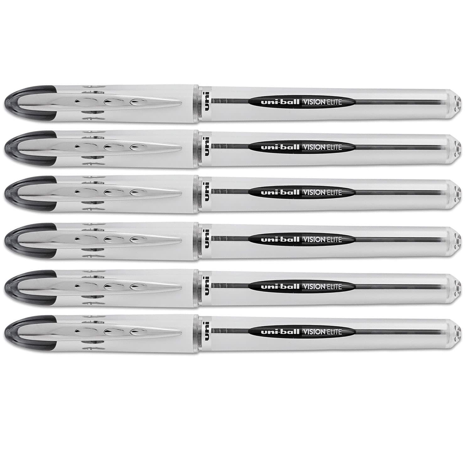Vision Elite Stick Roller Ball Pens, Bold Point, Black Ink, 6 Pens