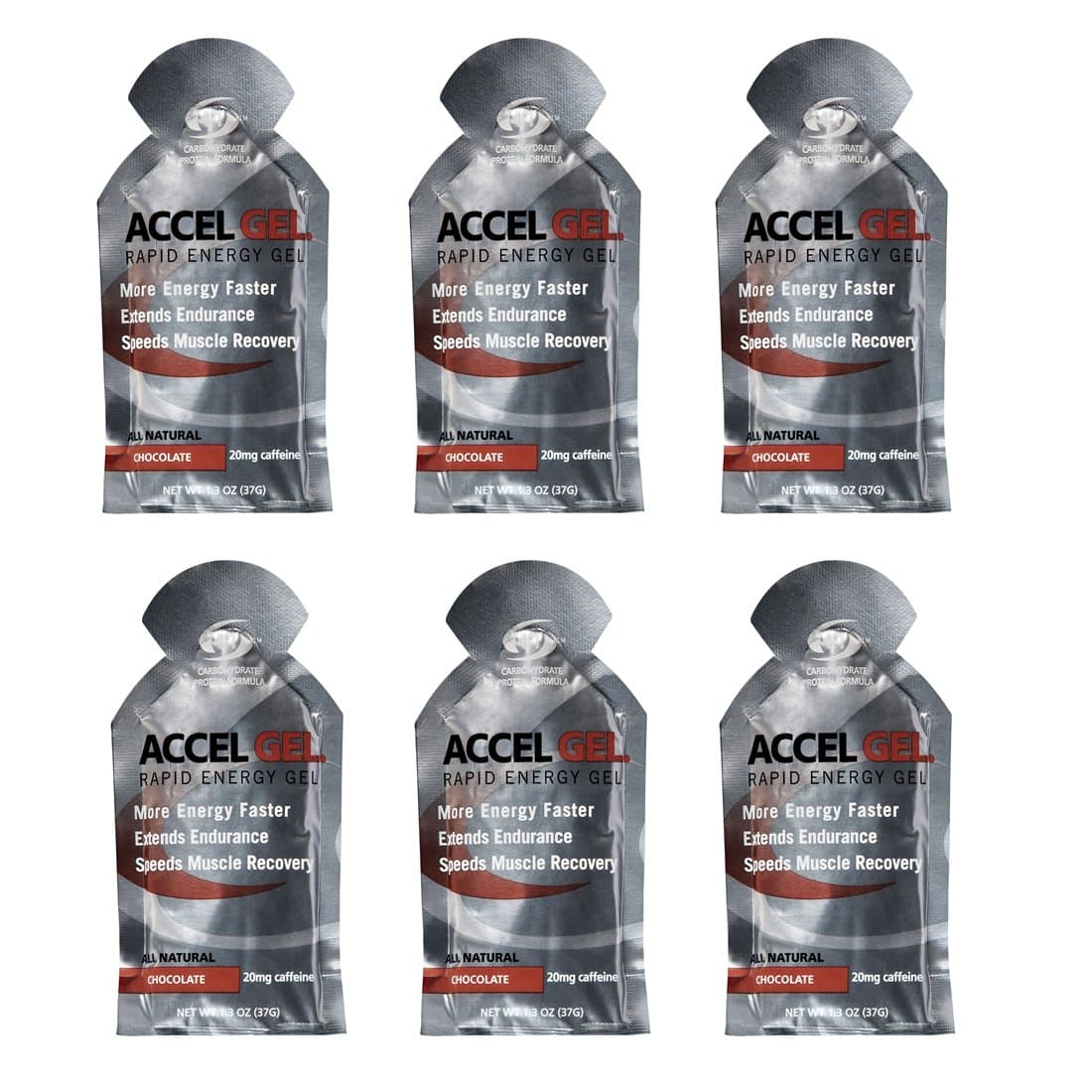 Accel Gel Rapid Energy Gel - Chocolate - 6 Pack (6 x 1.3oz Packs)