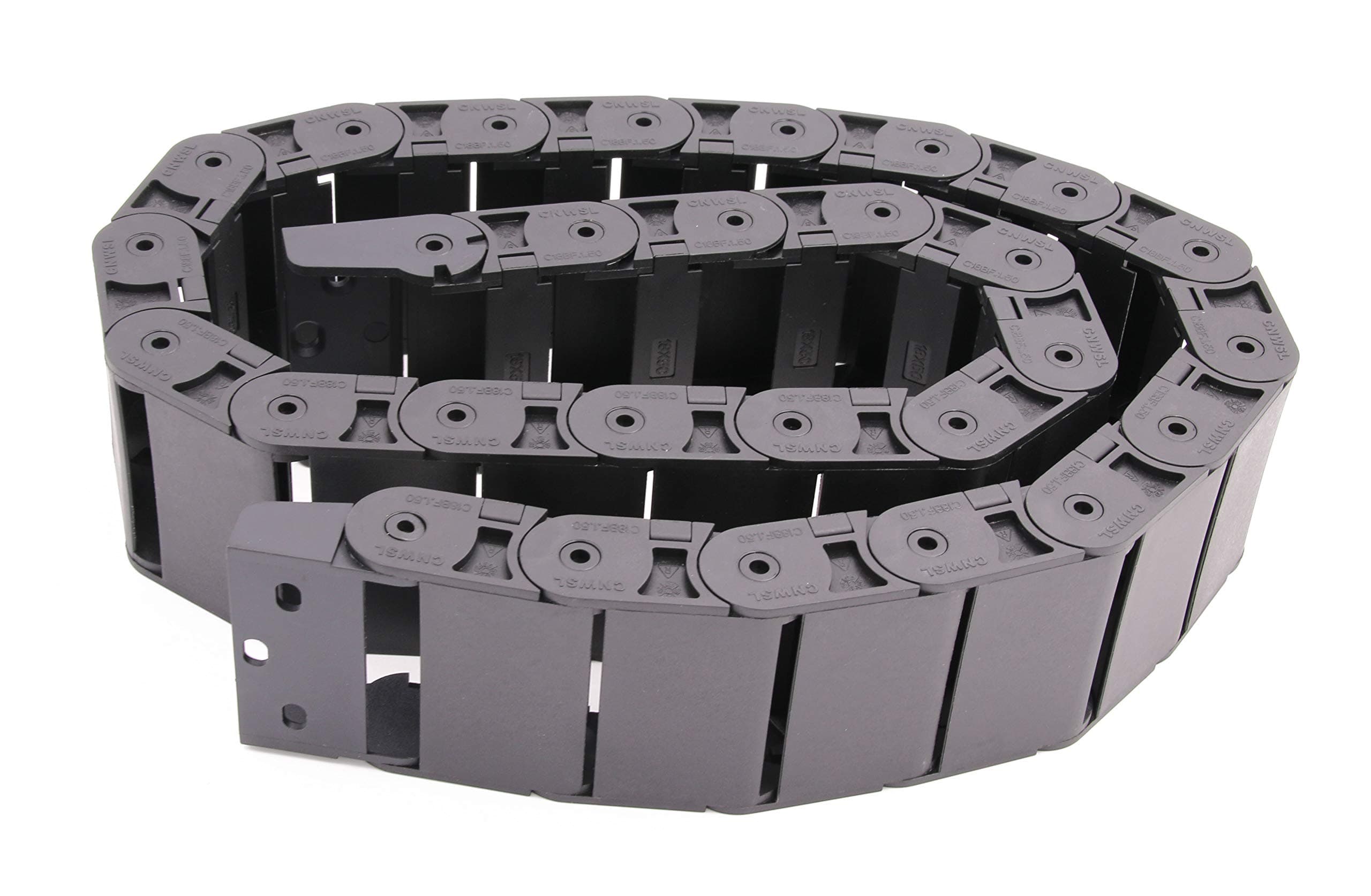 RuoFeng 1m Semi-Enclosed Black Plastic Drag Chain Cable Carrier for CNC Router Mill (18mm x 50mm)