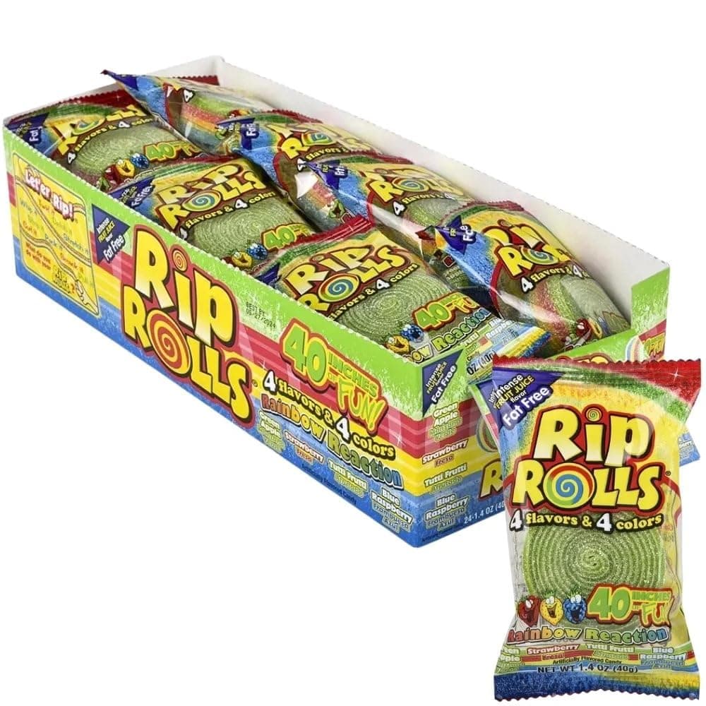 Rip Rolls - 24 Packs of Individually Wrapped 1.4 oz Rolls (Rainbow Reaction)