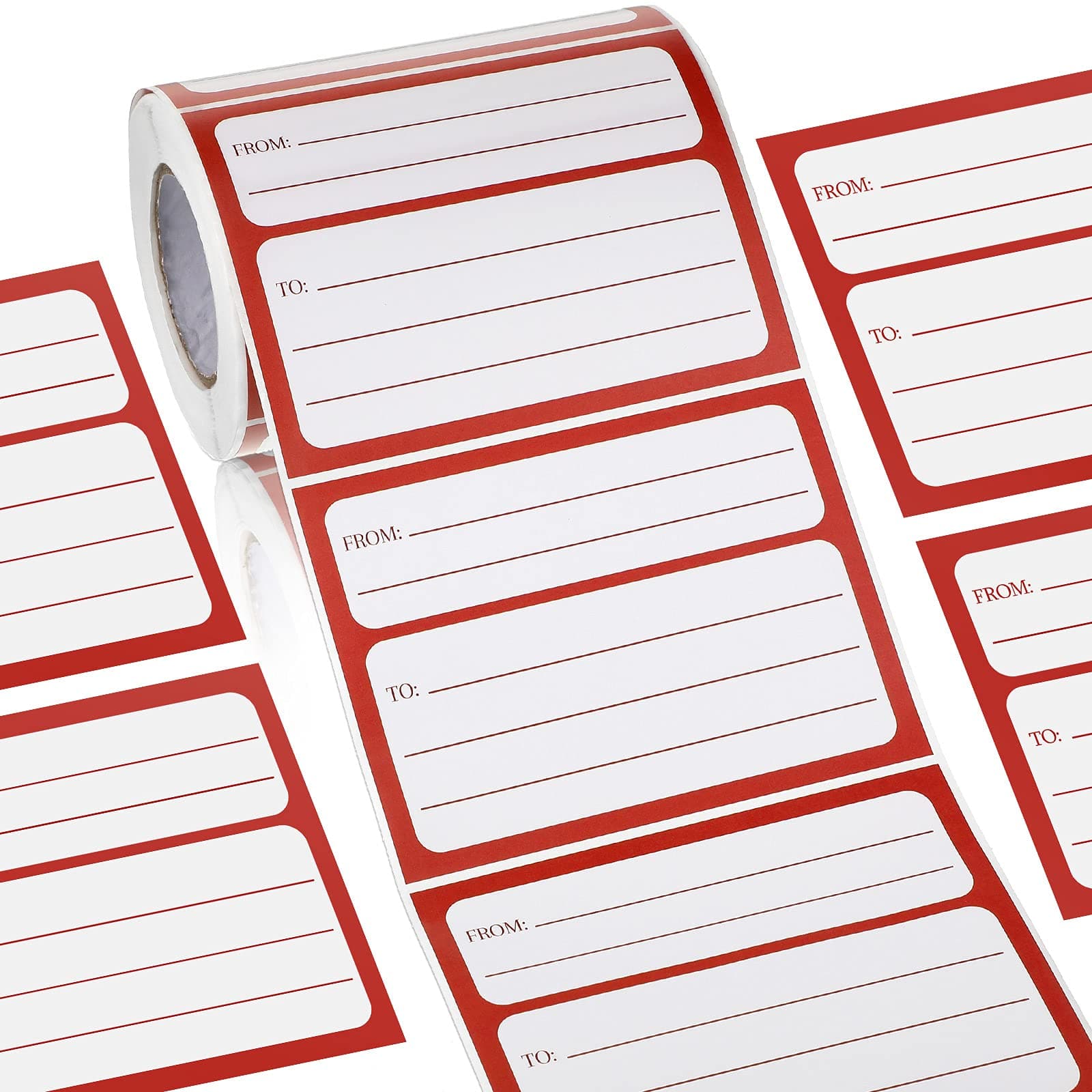 250 Pieces 3 x 4 Inch from/to Address Mailing Labels Self Adhesive Mailing Labels Stickers Return Postage Address for Package School, Home,Office, White and Red