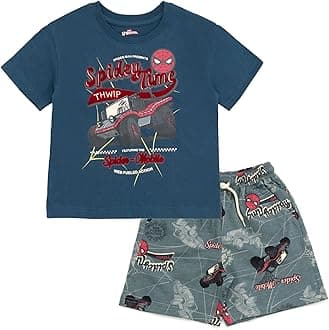 Spider-Man T-Shirt and French Terry Shorts Outfit Set Toddler to Big Kid Sizes (2T - 10-12)