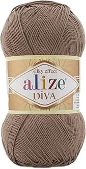 Alize Diva Silk Effect 100% Microfiber Acrylic Yarn 1 Ball skeins 100gr 383yds (688 - Cappucino)