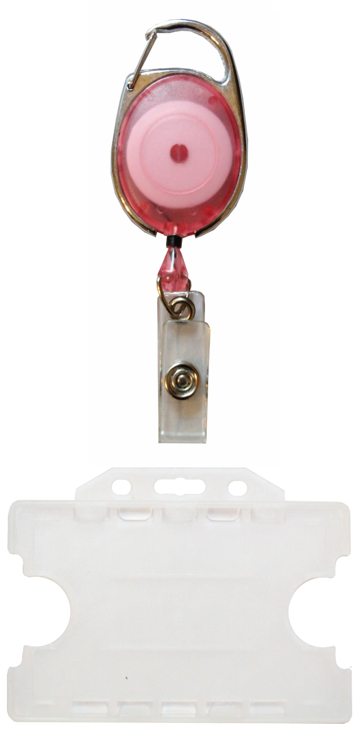 Customcard Retractable Badge Reel with Double Sided Opaque ID Card Holder - Pink