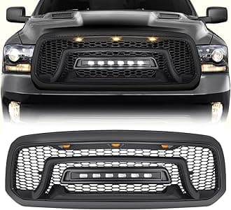 Front Grille Compatible with 2013-2018 Dodge Ram 1500, Front Bumper Grill w/Off-Road Lights