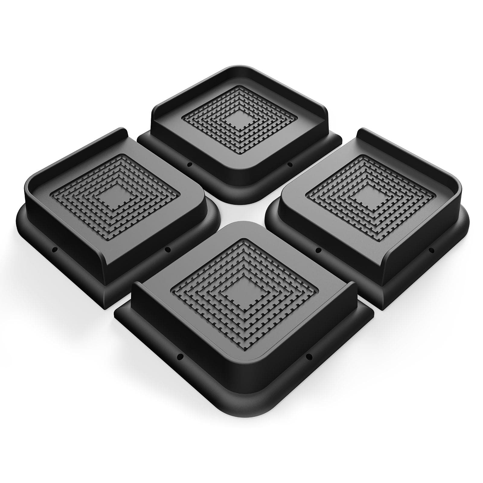 Bed Risers Heavy Duty, Oversized Furniture Risers, Support Up to 6000 Lbs, Lift 1 inch for Couch, Sofa, Table,Chair (Black 4 Pack, 1 inch)