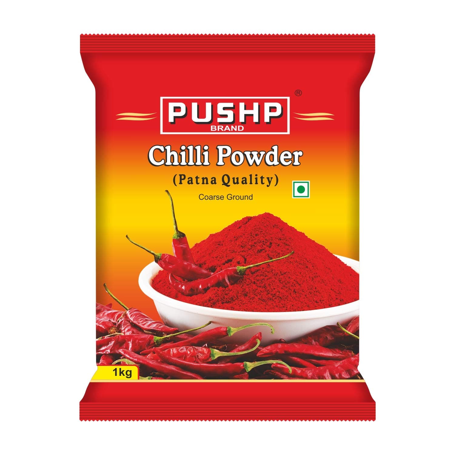 Pushp Brand Coarse Ground Red Chilli Powder (1kg Pack of 2)