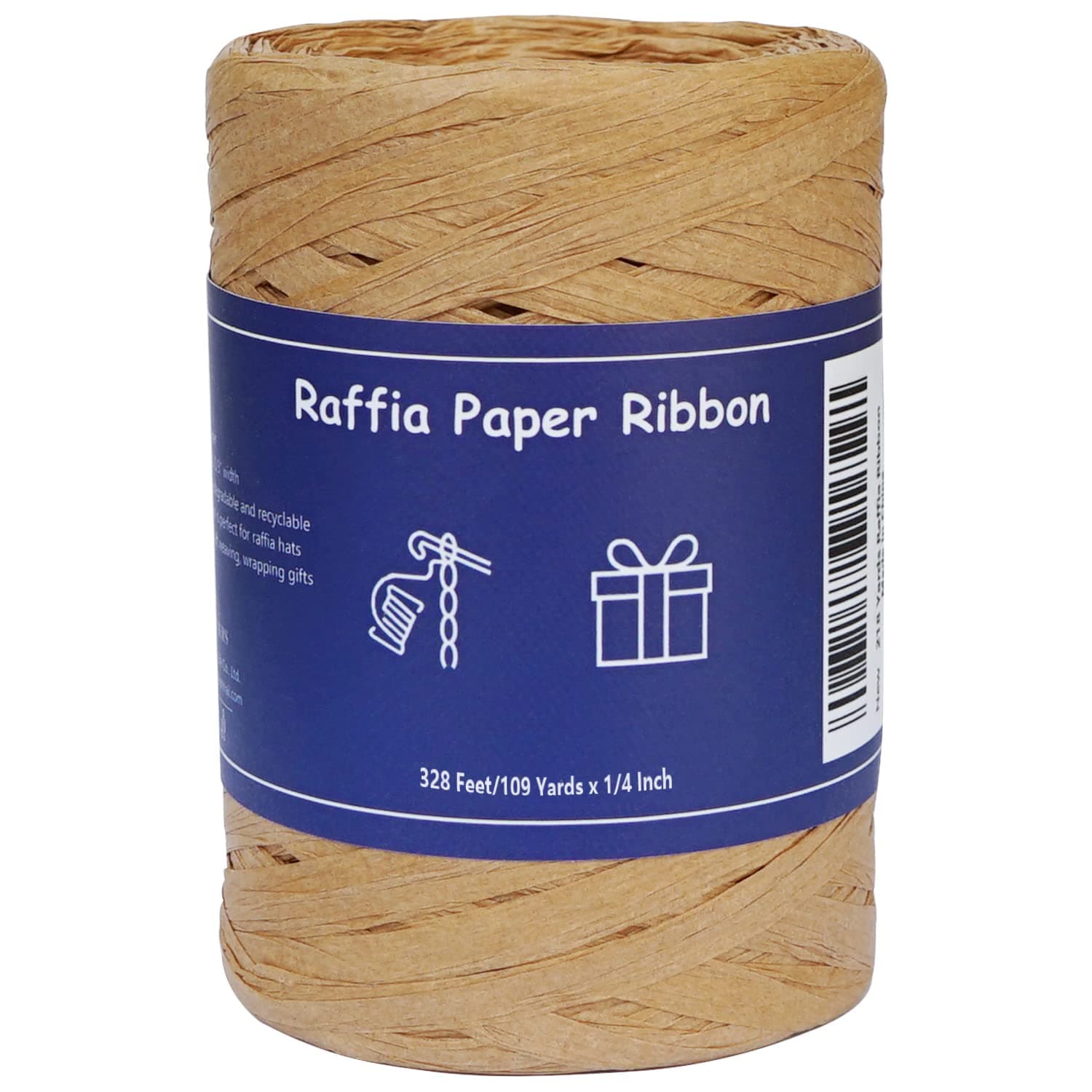 Raffia Ribbon for Gift Wrapping, Packing Paper Twine String, Craft Ribbon for Crochet - 1/4'' Wide, 109 Yards