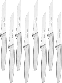 Razor-Sharp Steak Knife Set of 8, German Engineered Informed by 100+ Years of Mastery, Sliver