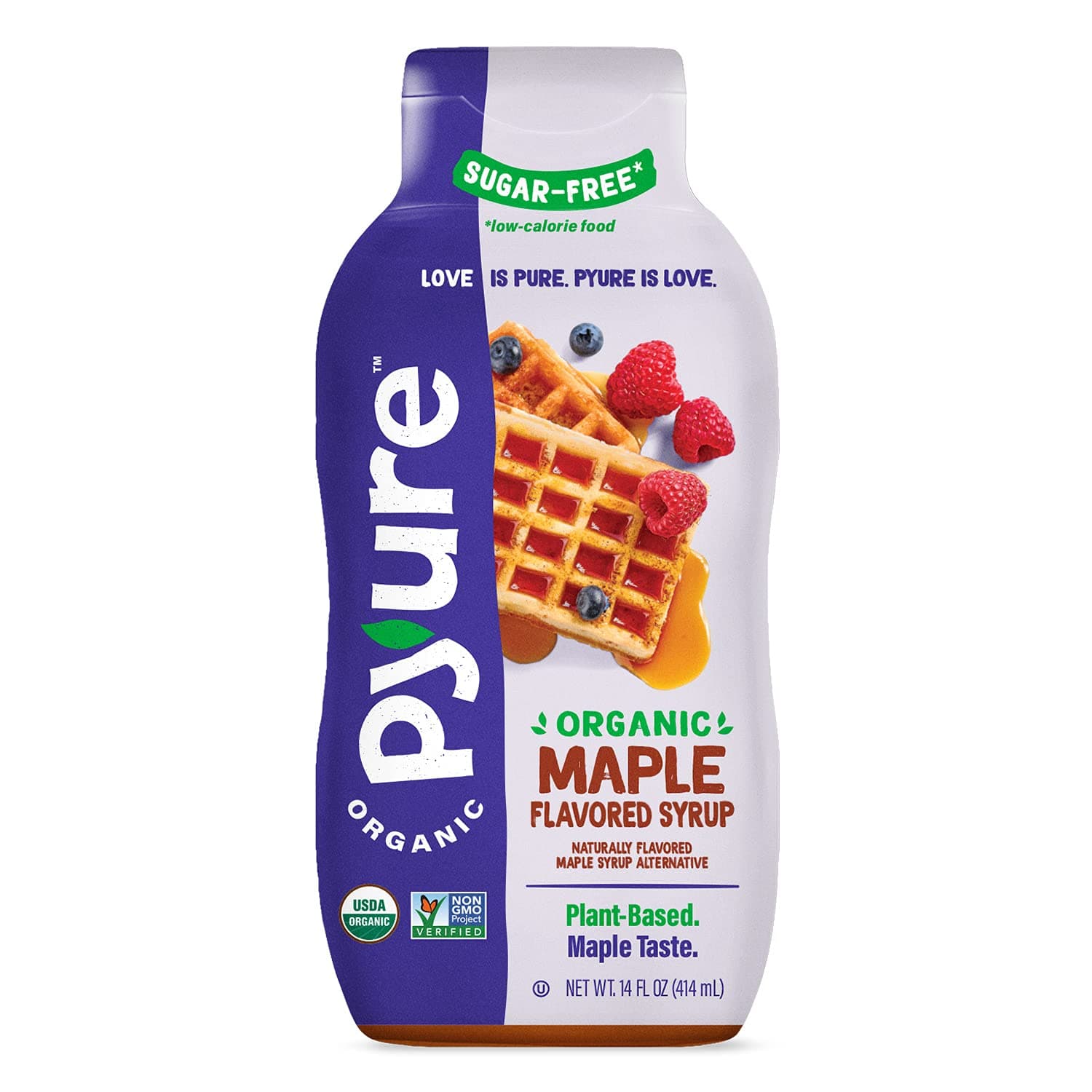 Pyure, Organic Unsweetened Maple Flavor (Maple Syrup, Hot Cake Syrup), 14 fl oz (415 ml), Direct Shipping from Overseas