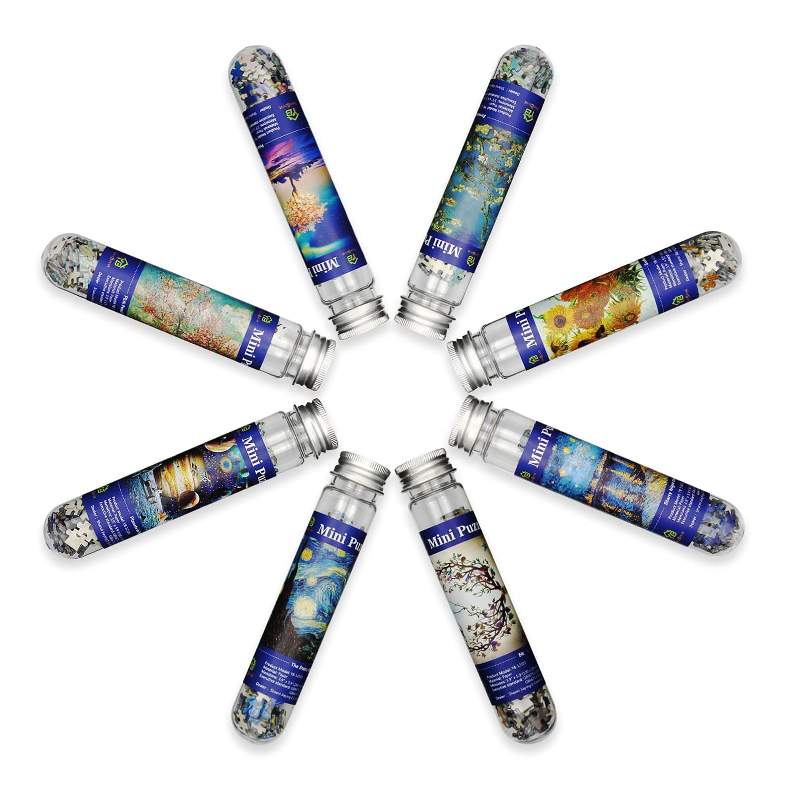 Mini Jigsaw Puzzles for Adults - 234 Pieces (8 Packs) Small Jigsaw Puzzles in Test Tube - Challenging Micro Puzzles - Home Decor Entertainment - 6x4in