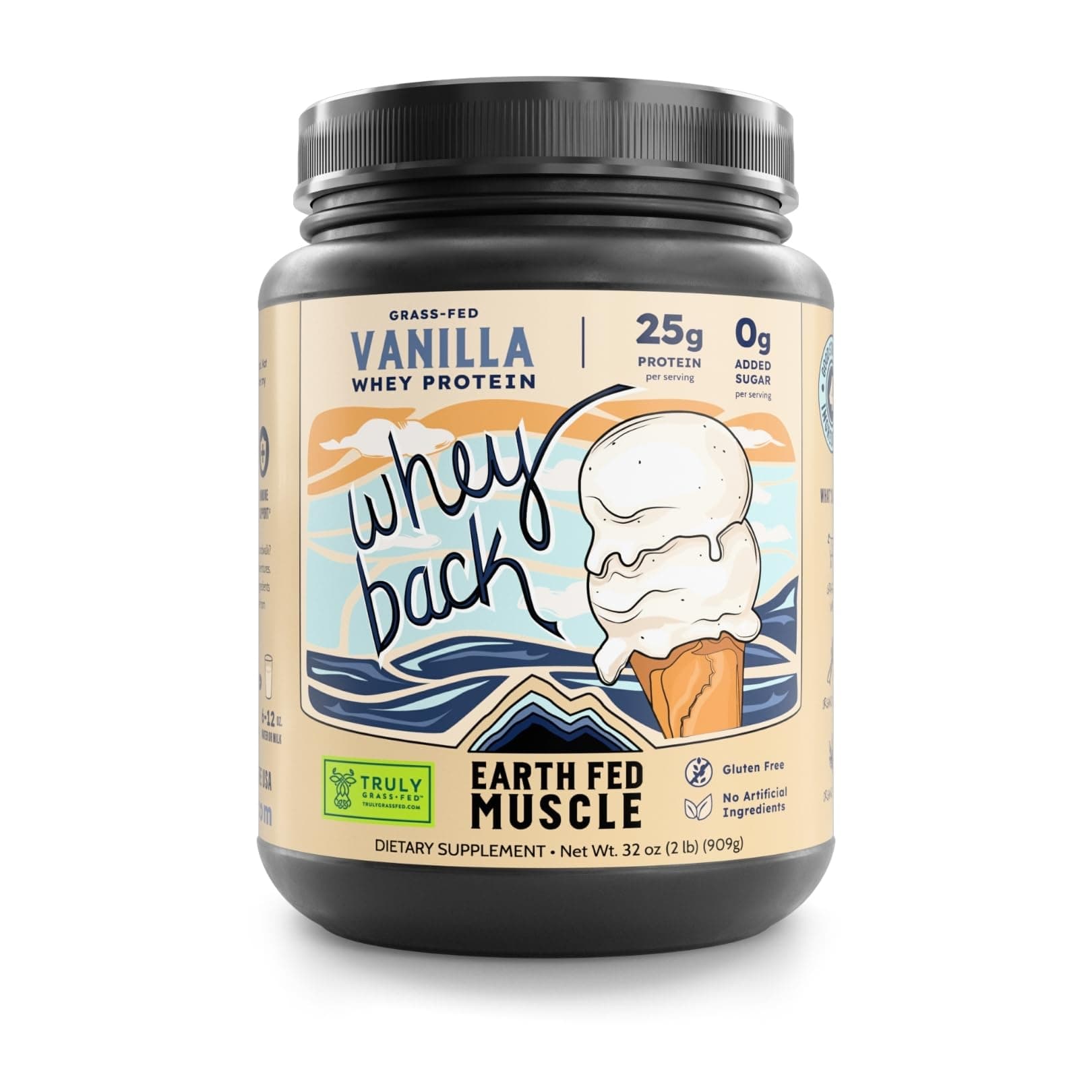 - Whey Back Irish Grass Fed Whey Protein Isolate, Third-Party Certified. 25g Protein, Vanilla - Non-GMO, Hormone Free, Soy Free, Gluten Free - 2 LB, 29 Servings