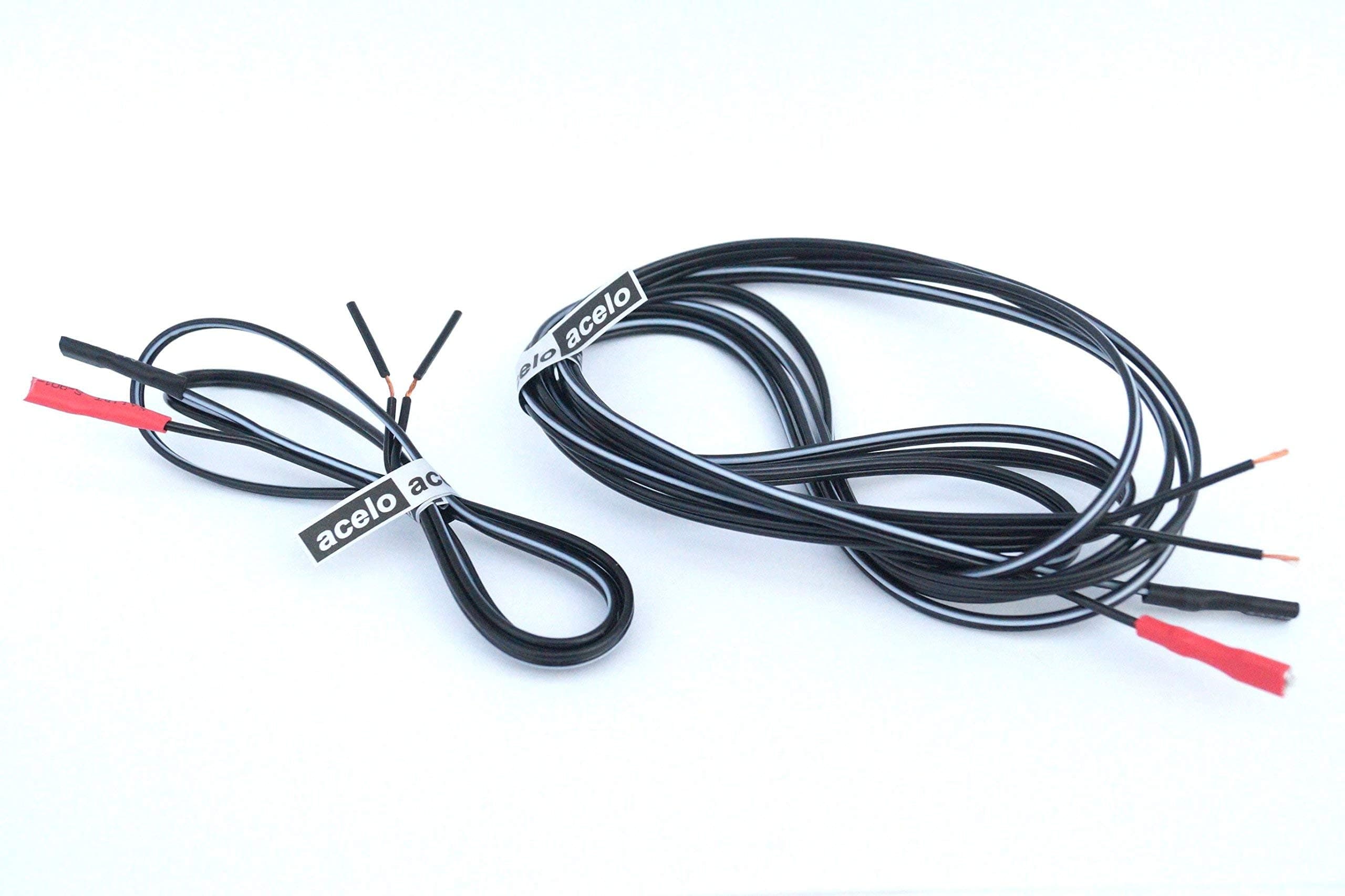 acelo – Bicycle Light Cable – Set of 2 or Single – Dual Cable, Cable – for e.g. Bicycles – In 210 cm, 100 cm or 60 cm Lengths with Flat Plug on one End, Other End Stripped – 2-Wire – Original acelo