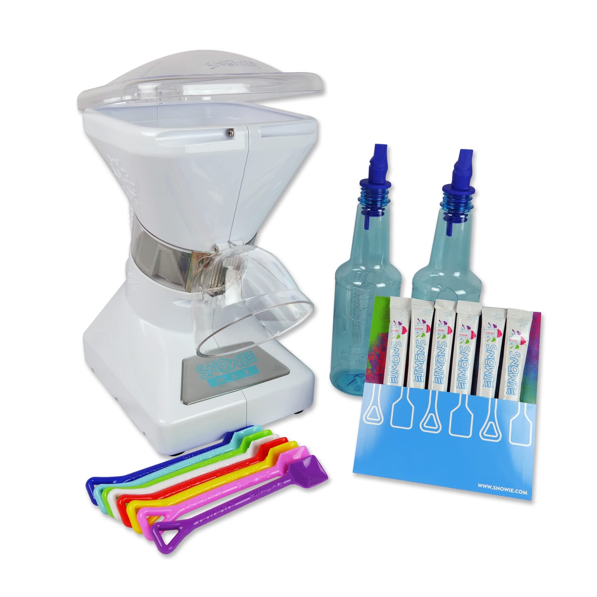 Little Snowie Max Snow Cone Machine - Premium Shaved Ice Maker, With Powder Sticks Syrup Mix, 6-Stick Kit, White