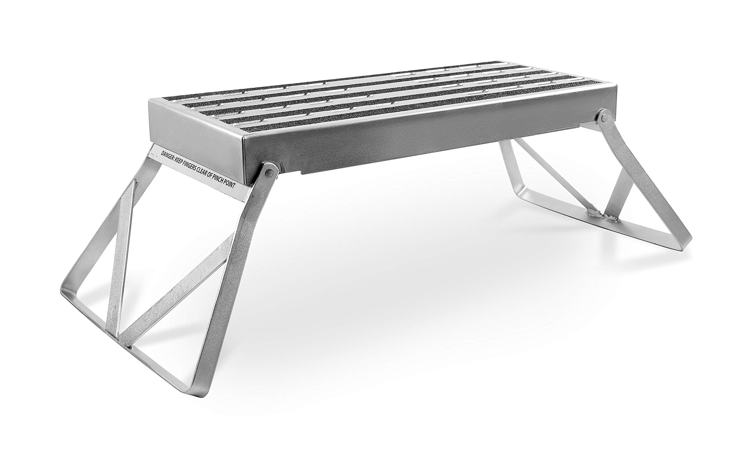 Camco 43675 Durable Steel Folding Step with Foldable Legs - Reliable and Safe Build with Non-Slip Gripping Strips, Great for Craftsmen and Repairmen,One Size