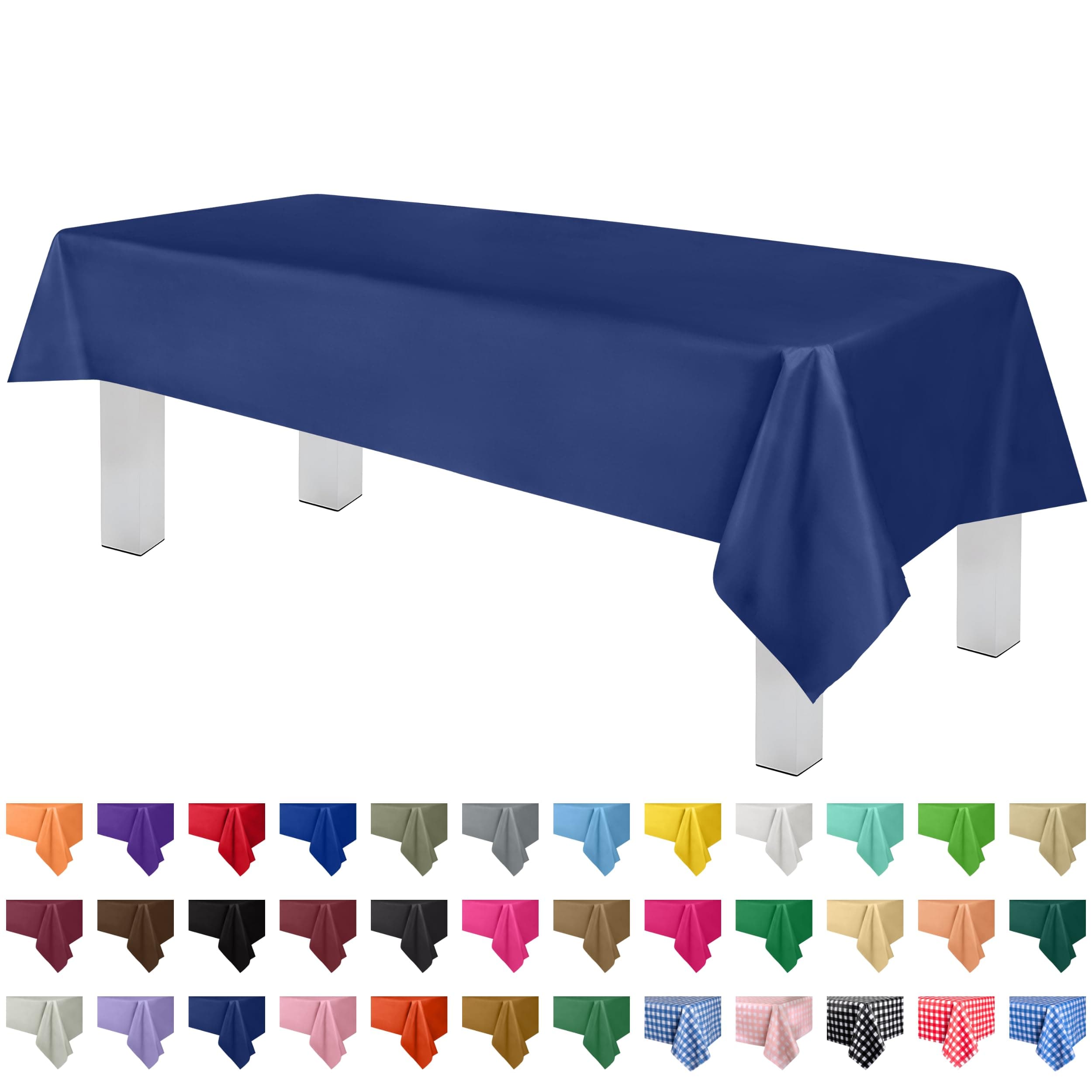 Grandipity Navy Blue Plastic Table Cloth Disposable (6 Pk) 54in x 108in Plastic Tablecloths for Rectangle Tables - Premium Party Table Cloths Disposable for 6ft to 8ft Rectangle Tables